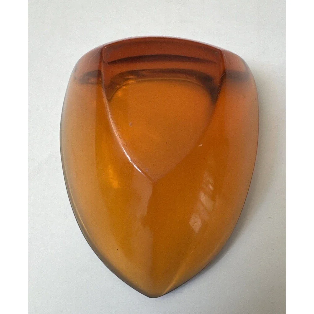 MCM BLENKO Tri-Corner Glass Salt Cellars Amber & Amethyst Lead Crystal UV Glow